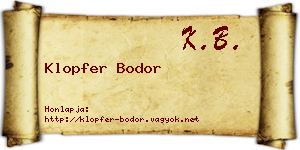 Klopfer Bodor névjegykártya